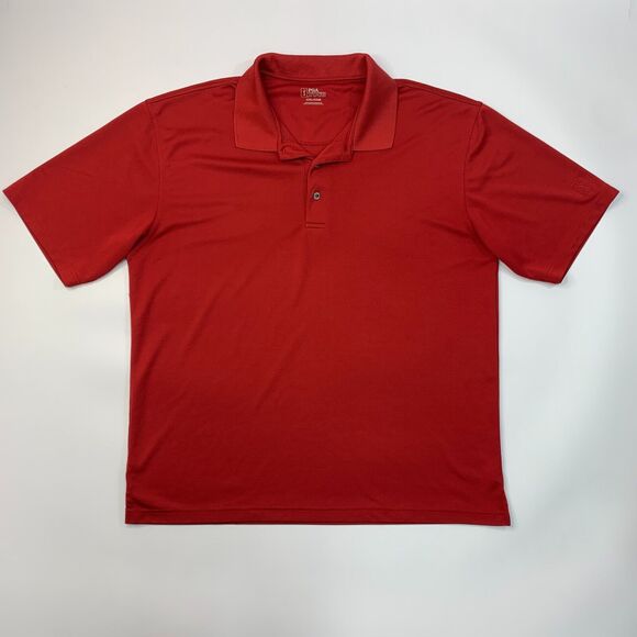 PGA Tour Golf Polo Shirt Mens 2XL XXL Red Side Vent Performance Sweat Wicking - Picture 2 of 11